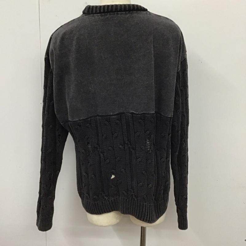 ザラ ZARA ニット、セーター 長袖 長袖ニットカットソー ニット セーター クルーネックニット L 無地 黒 / ブラック / メンズ USED 古着 中古 10124688