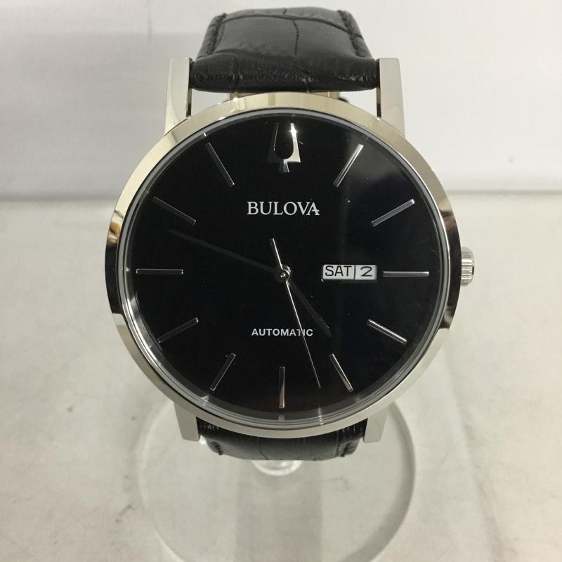ブローバ BULOVA 腕時計 アナログ(自動巻き) 96C131 レザーベルト 箱有 ロゴ、文字 黒 / ブラック / メンズ USED 古着 中古 10133878
