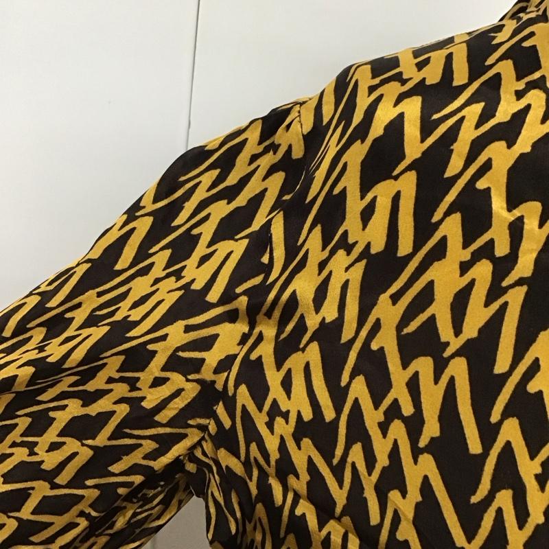 ザラ ZARA ワンピース ロングスカート 長袖ロングワンピース タートルネック シャツワンピース S 総柄 茶 / ブラウン / X 黄 / イエロー / レディース USED 古着 中古 10110271