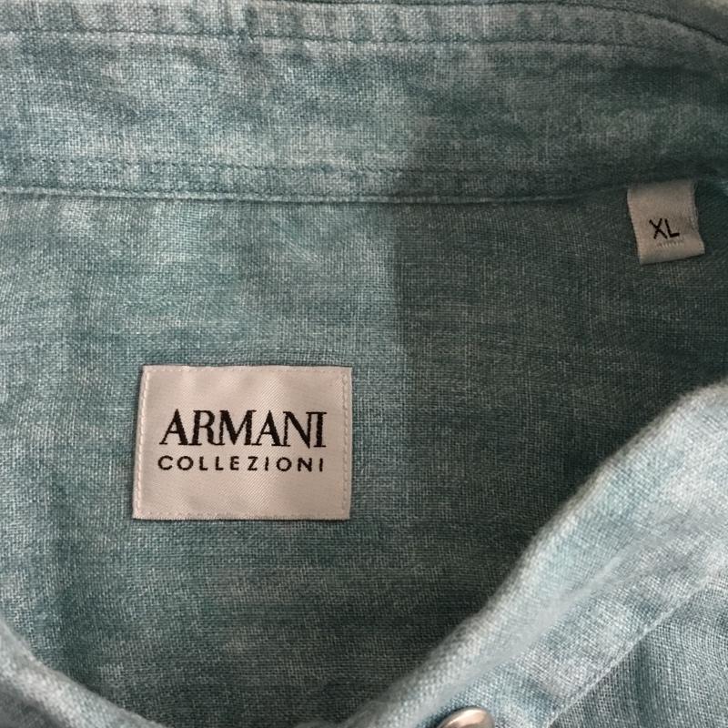アルマーニコレッツォーニ ARMANI COLLEZIONI シャツ、ブラウス 長袖 長袖シャツ カラーシャツ ボタンダウンシャツ 長袖カットソー XL 無地 青 / ブルー /  メンズ USED 古着 中古 10110042