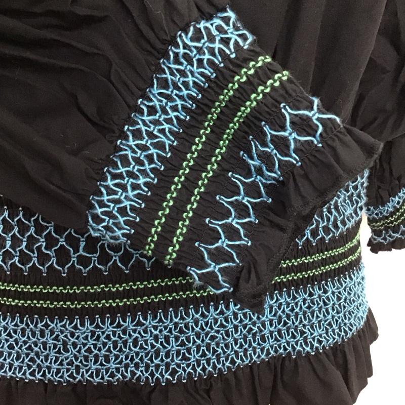 ジーナシス JEANASIS カットソー 半袖 JS063729MC シャーリングシャツ FREE 刺繍 黒 / ブラック /  レディース USED 古着 中古 10109526