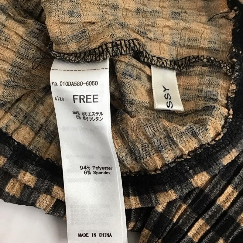 マウジー MOUSSY カットソー 半袖 010DA580-605 ギンガムチェック プリーツ加工 FREE チェック 黒 / ブラック / X ベージュ / ベージュ /  レディース USED 古着 中古 10107934