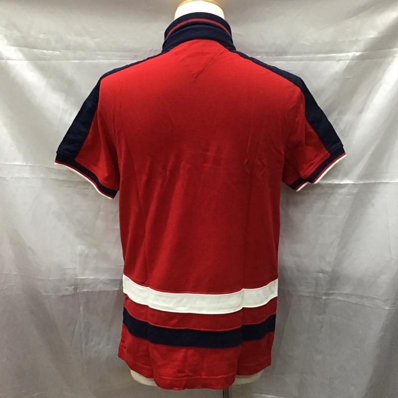 トミーヒルフィガー TOMMY HILFIGER ポロシャツ 半袖 半袖ポロシャツ 半袖カットソー カラーシャツ M ロゴ、文字 赤 / レッド / X 紺 / ネイビー /  メンズ USED 古着 中古 10111025