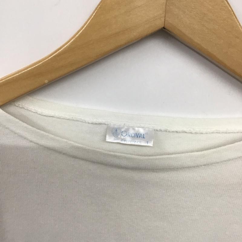 オーシバル ORCIVAL Tシャツ 七分袖 1 ボーダー柄 白 / ホワイト / X 青 / ブルー / レディース USED 古着 中古 10134669
