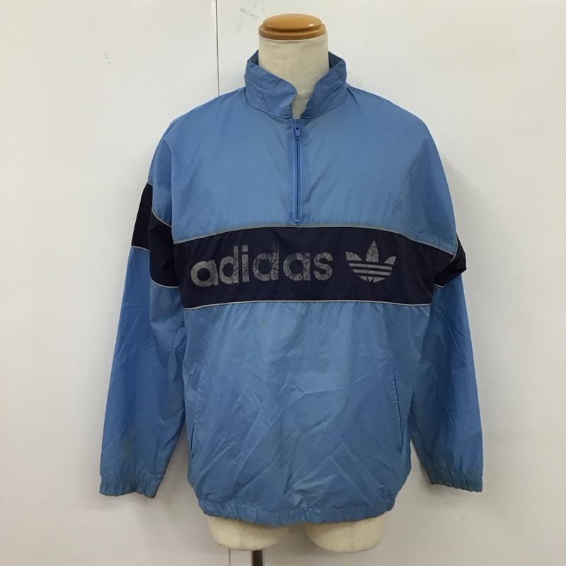 アディダス adidas ジャケット、上着 ジャケット、ブレザー 80s 万国旗 ナイロンジャケット スポーツウェア 古着 M ロゴ、文字 水色 / ライトブルー / メンズ USED 古着 中古 10121025