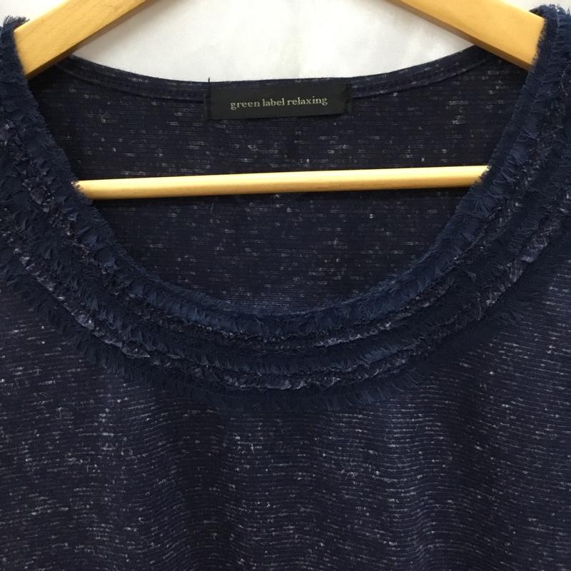 グリーンレーベルリラクシング green label relaxing カットソー 半袖 3517-699-0369 フレンチスリーブ 無地 紺 / ネイビー / レディース USED 古着 中古 10118157