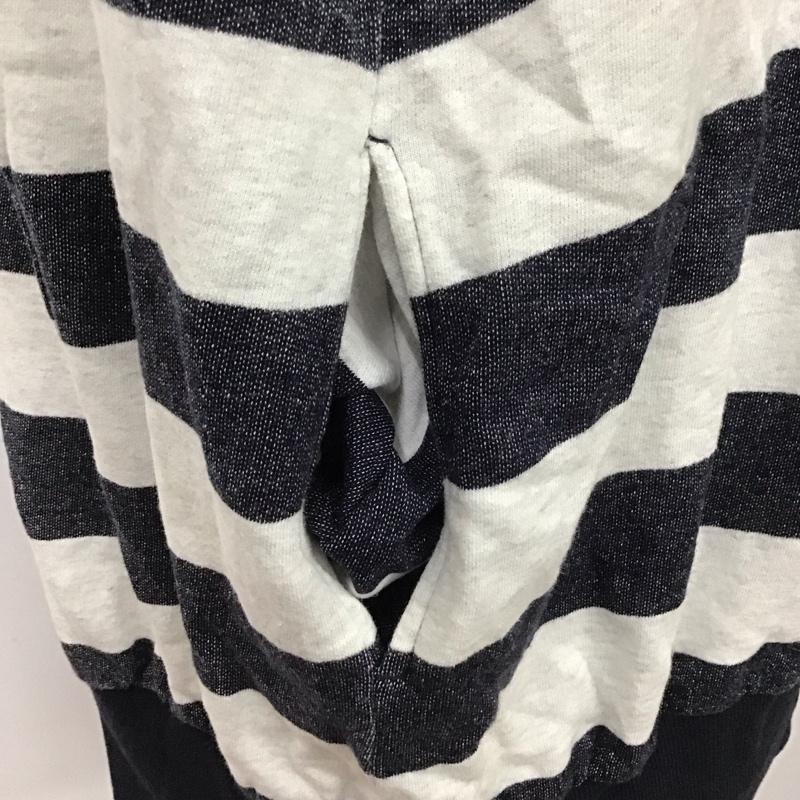バーバリーブルーレーベル BURBERRY BLUE LABEL ワンピース ひざ丈スカート E1P35-183-03 チュニック 五分袖 ボーダー 38 プリント X ロゴ、文字 灰 / グレー / X 紺 / ネイビー / レディース USED 古着 中古 10116934