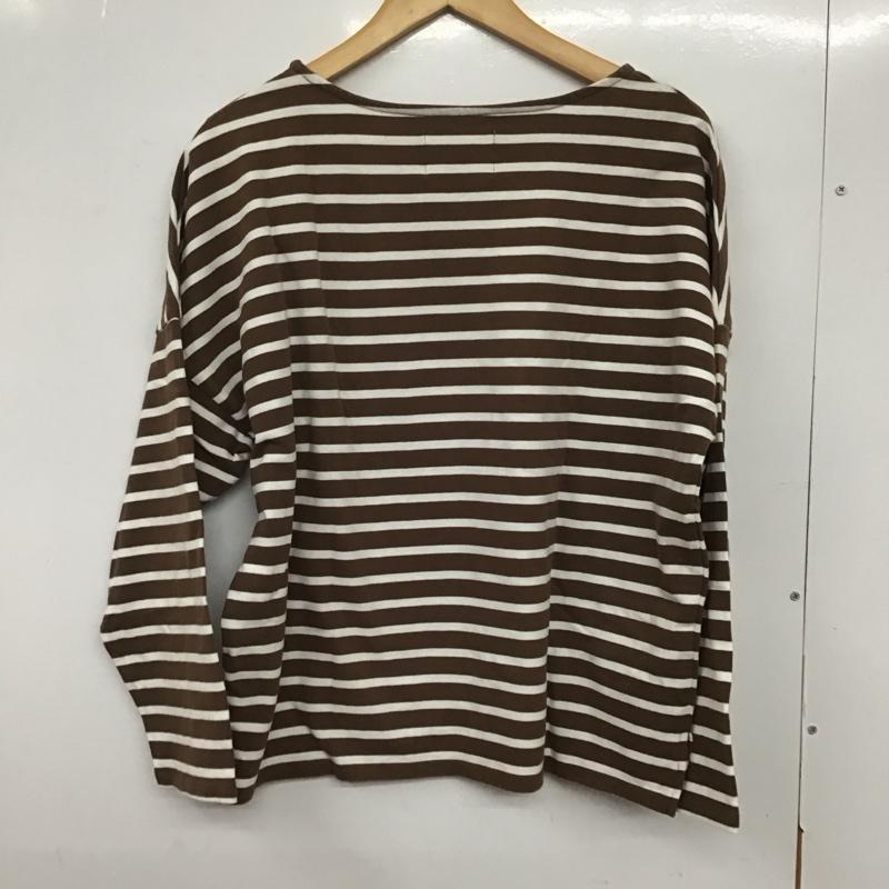 アングリッド Ungrid Tシャツ 長袖 111942709201サイドスリットボーダーロングスリーブTee FREE ボーダー柄 白 / ホワイト / X 茶 / ブラウン / レディース USED 古着 中古 10133794