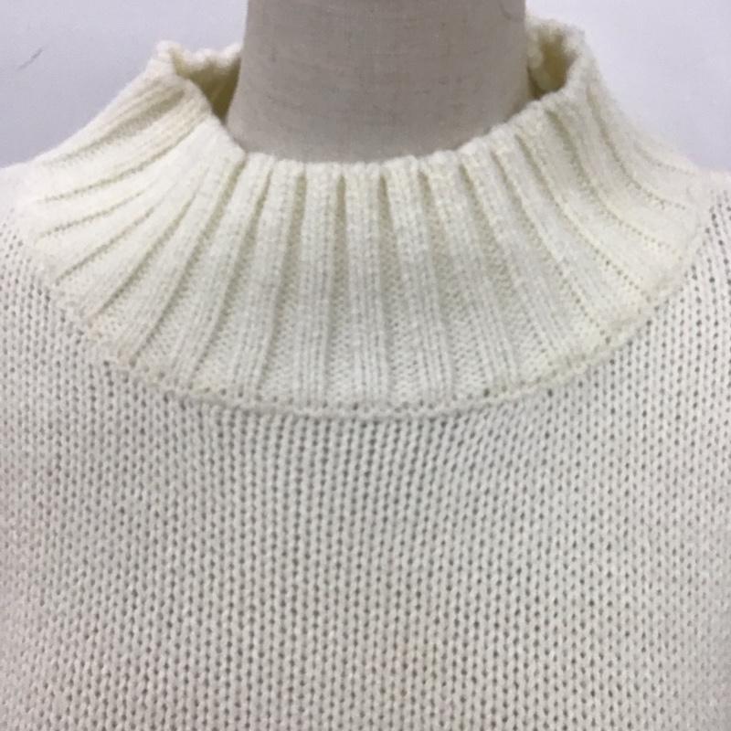 アズールバイマウジー AZUL BY MOUSSY ニット、セーター 長袖 250EAB70-234I BICOLOR KNIT TOPS FREE 無地 白 / ホワイト / X ベージュ / ベージュ / レディース USED 古着 中古 10125049