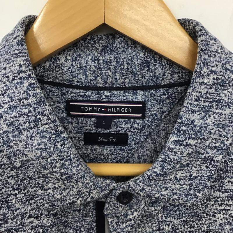 トミーヒルフィガー TOMMY HILFIGER ポロシャツ 半袖 半袖ポロシャツ 半袖カットソー カラーシャツ L 無地 青 / ブルー / メンズ USED 古着 中古 10129068