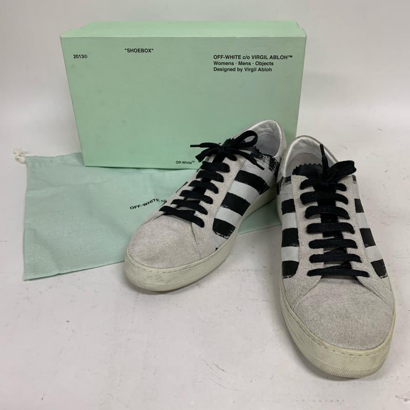 オフホワイト off white スニーカー スニーカー 無地 X ボーダー柄 白 / ホワイト / X 黒 / ブラック / メンズ USED 古着 中古 10009558