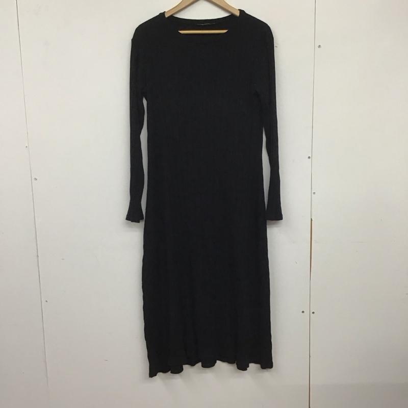 ザラ ZARA ワンピース ロングスカート 4174 453 800 長袖 リブ XL 無地 黒 / ブラック / レディース USED 古着 中古 10138654