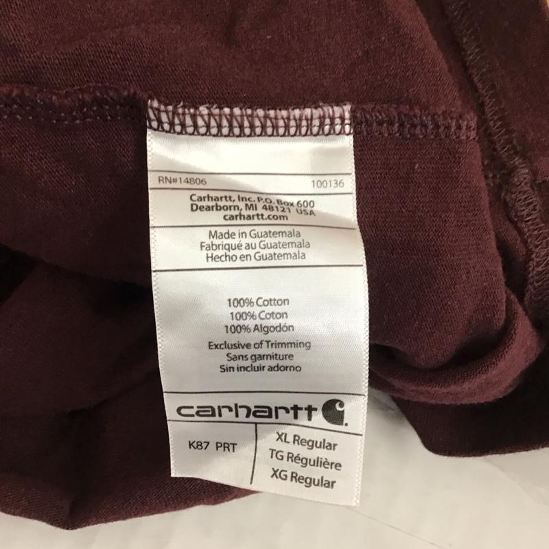 カーハート Carhartt Tシャツ 半袖 半袖カットソー ポケットTシャツ クルーネックカットソー XL ロゴ、文字 えんじ / ワインレッド /  メンズ USED 古着 中古 10112507