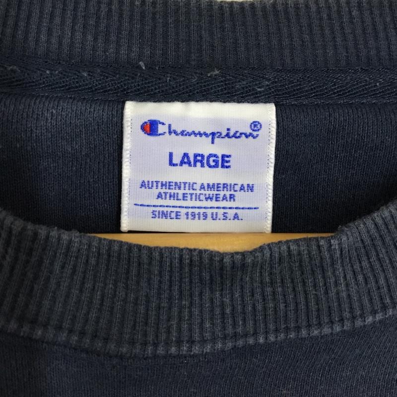 チャンピオン Champion トレーナー 長袖 C3-Q035 裏起毛 L ワンポイント 紺 / ネイビー /  メンズ USED 古着 中古 10118979