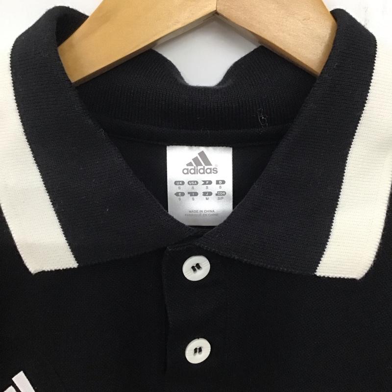 アディダス adidas ポロシャツ 半袖 半袖ポロシャツ カラーシャツ 半袖カットソー スポーツウェア M ロゴ、文字 黒 / ブラック / メンズ USED 古着 中古 10134970