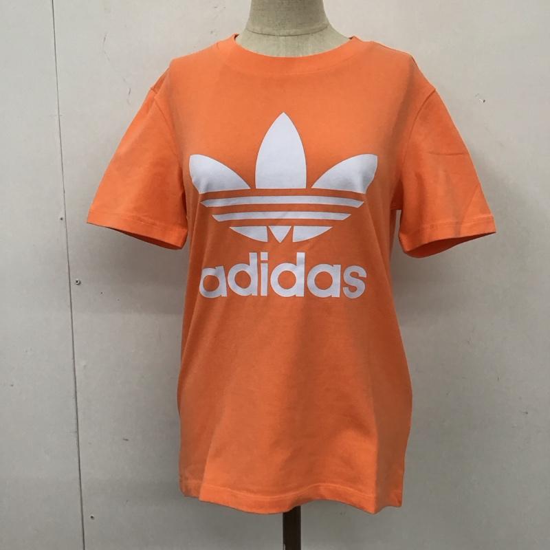 アディダス adidas Tシャツ 半袖 FM3295 TREFOIL TEE クルーネック L ロゴ、文字 橙 / オレンジ / レディース USED 古着 中古 10112139