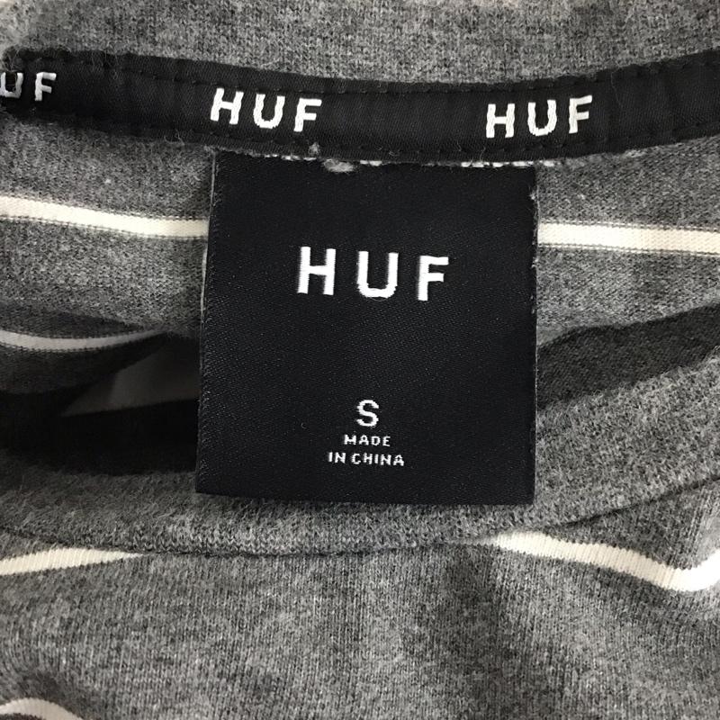 ハフ HUF Tシャツ 半袖 半袖カットソー プリントTシャツ クルーネックカットソー S ボーダー柄 灰 / グレー /  メンズ USED 古着 中古 10110937