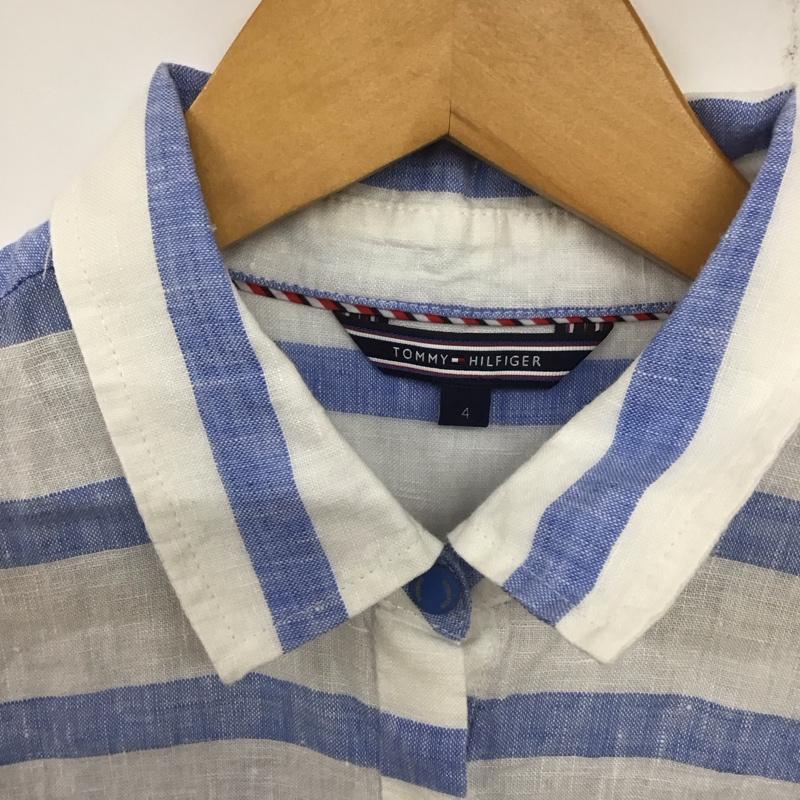 トミーヒルフィガー TOMMY HILFIGER シャツ、ブラウス 長袖 4 ワンポイント 白 / ホワイト / X 青 / ブルー / レディース USED 古着 中古 10139140