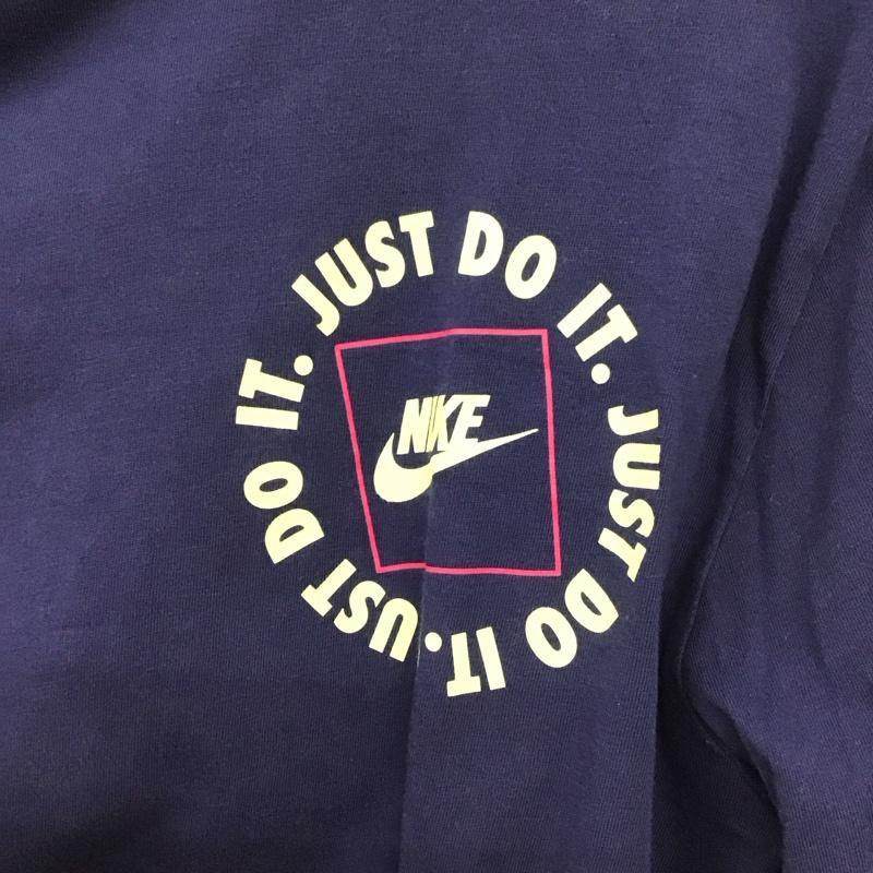 ナイキ NIKE カットソー 長袖 長袖カットソー プリントカットソー クルーネック スポーツウェア XXL ロゴ、文字 紺 / ネイビー / メンズ USED 古着 中古 10136164