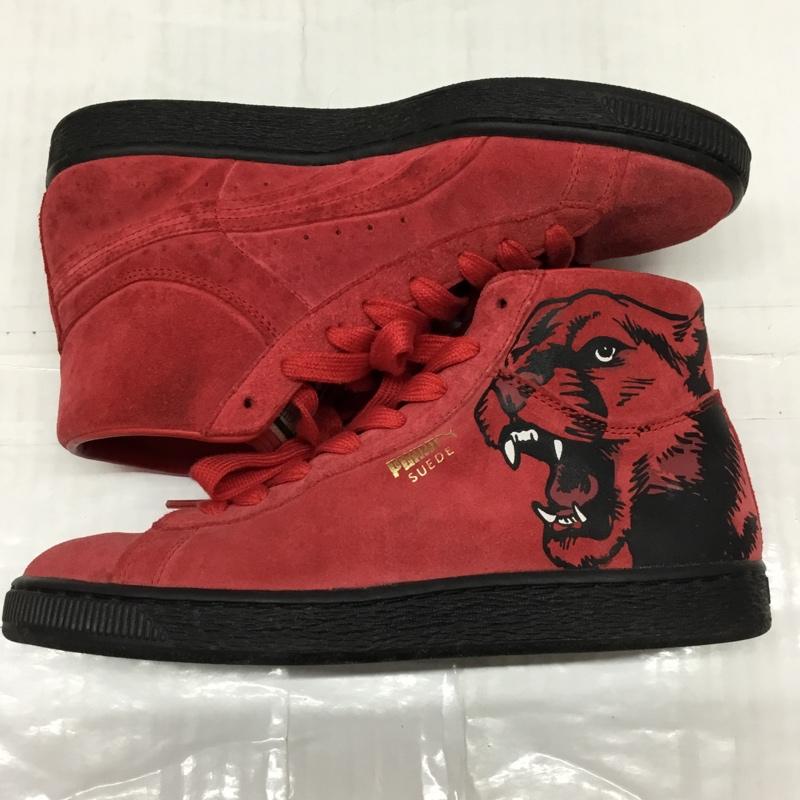 プーマ PUMA スニーカー スニーカー 357253 Suede Mid ROARCAT 24cm 24.0cm プリント 赤 / レッド / X 黒 / ブラック / レディース USED 古着 中古 10119896