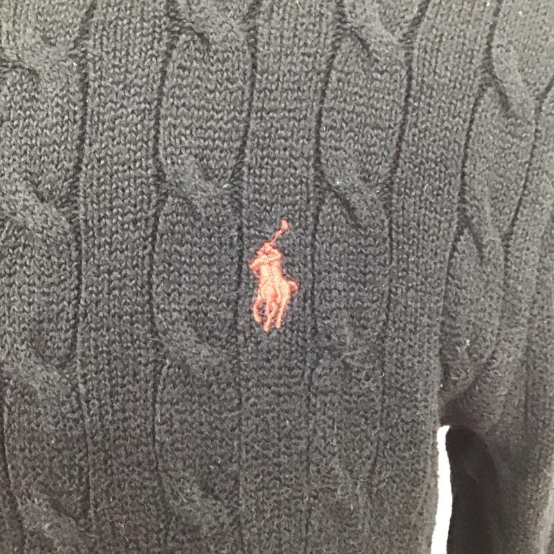ポロラルフローレン POLO RALPH LAUREN ニット、セーター 長袖 長袖ニットカットソー ニット セーター クルーネックニット M ロゴ、文字 黒 / ブラック / メンズ USED 古着 中古 10123827