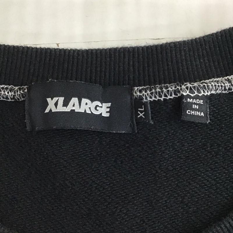 エクストララージ XLARGE トレーナー 長袖 長袖トレーナー スウェット クルーネック リブスウェットカットソー XL ロゴ、文字 黒 / ブラック /  メンズ USED 古着 中古 10119916
