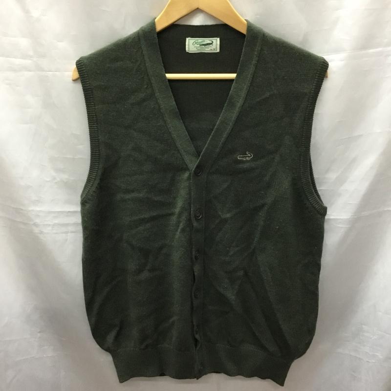 クロコダイル CROCODILE ベスト ベスト 1603-09583 ニットベスト Vネック ワニ M ワンポイント カーキ / カーキ / メンズ USED 古着 中古 10117810