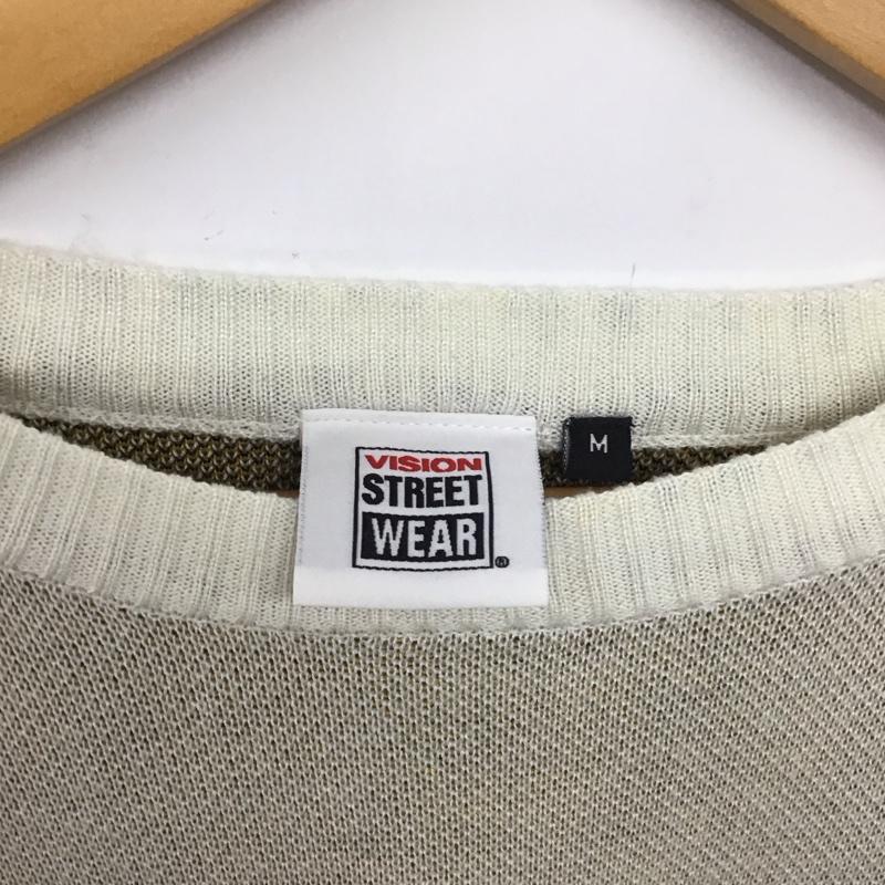 ヴィジョン ストリート ウェア VISION STREET WEAR ニット、セーター 長袖 長袖ニットカットソー クルーネック セーター M ロゴ、文字 白 / ホワイト / メンズ USED 古着 中古 10137675