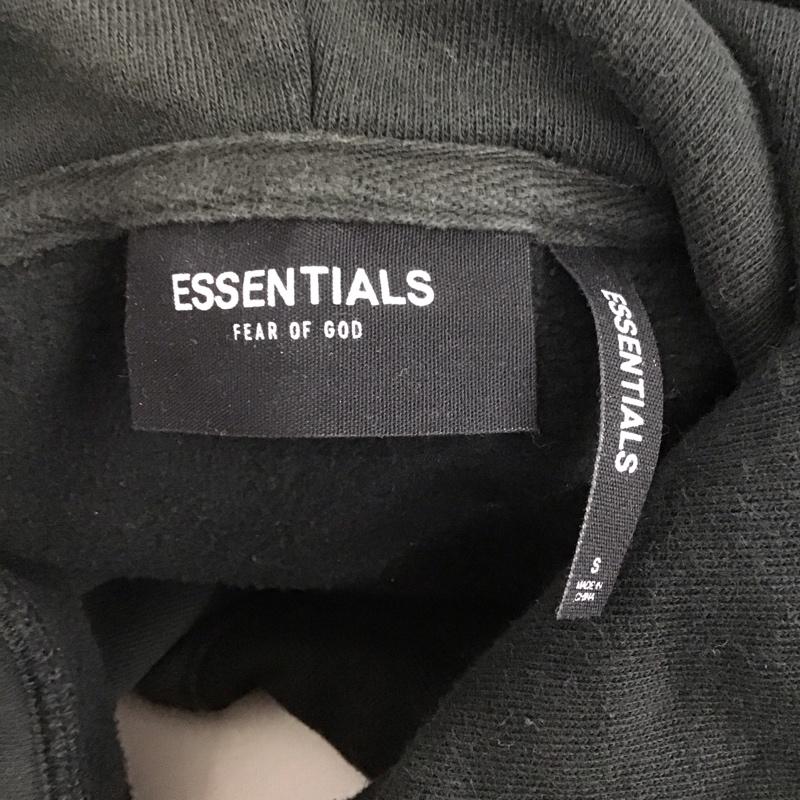 エッセンシャルズ ESSENTIALS パーカー 長袖 長袖パーカー プルオーバーパーカー スウェット S ロゴ、文字 黒 / ブラック / メンズ USED 古着 中古 10126012