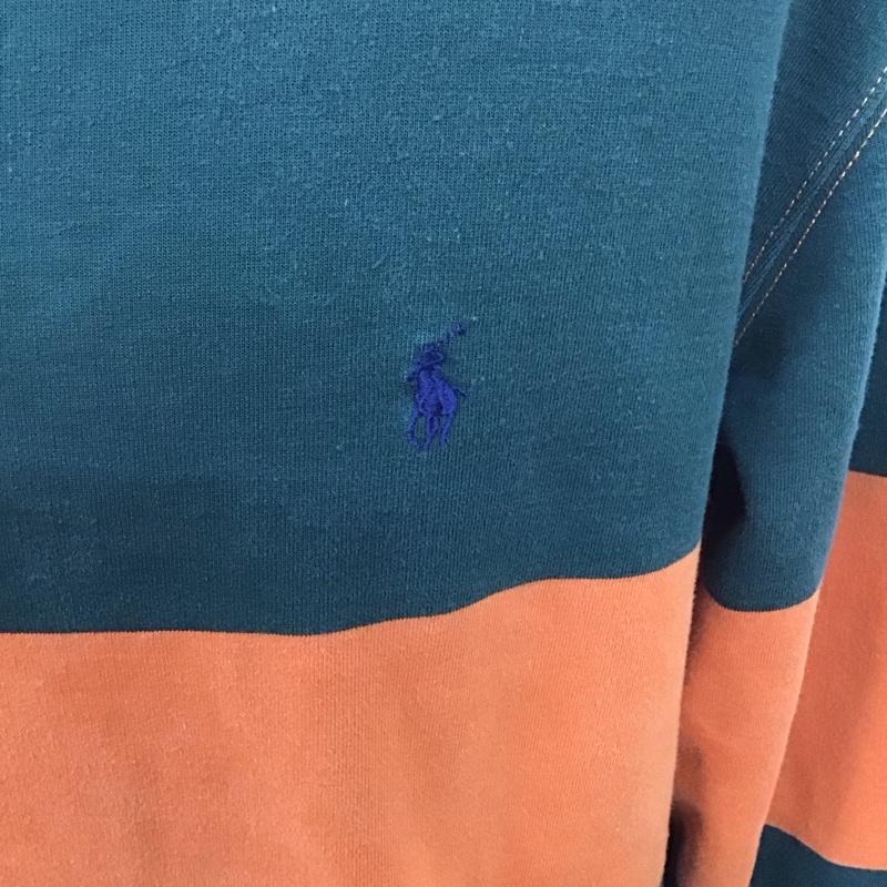 ポロバイラルフローレン Polo by RALPH LAUREN パーカー 長袖 M ボーダー柄 橙 / オレンジ / X 緑 / グリーン /  メンズ USED 古着 中古 10128289