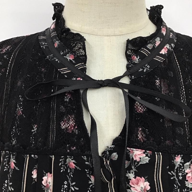 アクシーズファム axes femme ワンピース ひざ丈スカート M 総柄 X 花柄 黒 / ブラック / レディース USED 古着 中古 10124893