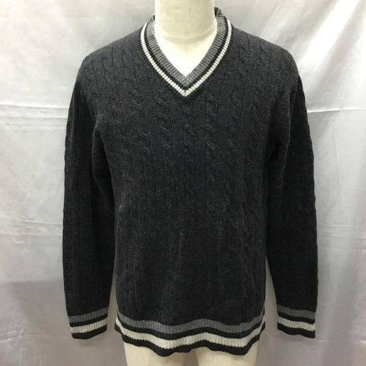 シップス SHIPS ニット、セーター 長袖 長袖ニットカットソー ニット セーター Vネックニット L 無地 灰 / グレー /  メンズ USED 古着 中古 10113540