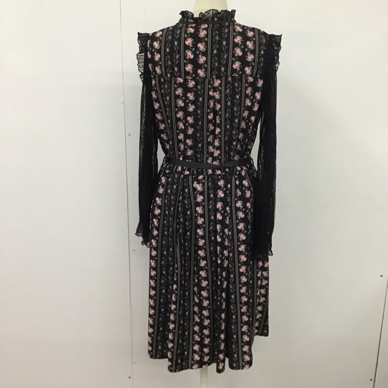 アクシーズファム axes femme ワンピース ひざ丈スカート M 総柄 X 花柄 黒 / ブラック / レディース USED 古着 中古 10124893