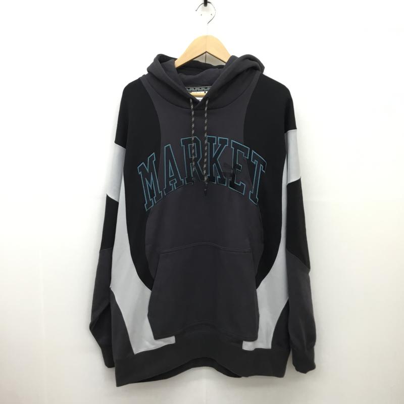 プーマ PUMA パーカー 長袖 PUMA x MARKET リラックス フーディー プーマ マーケット コラボ プルオーバー パーカー 535083-53 XL 黒 / ブラック / X 灰 / グレー / X ダークグレー / ダークグレー / X 青 / ブルー / メンズ USED 古着 中古 10136982