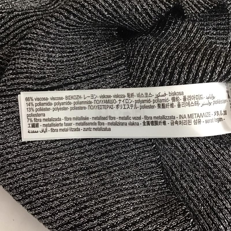 ザラ ZARA カットソー 長袖 3519 168 808 クロップド丈 ラメ S 無地 黒 / ブラック /  レディース USED 古着 中古 10113482