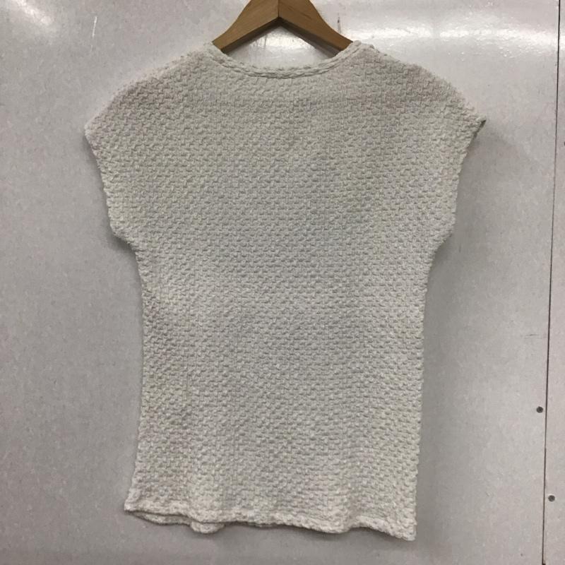 ザラ ZARA カットソー 半袖 ノースリーブカットソー ストレッチ タンクトップ クルーネックカットソー L 総柄 白 / ホワイト / レディース USED 古着 中古 10135794