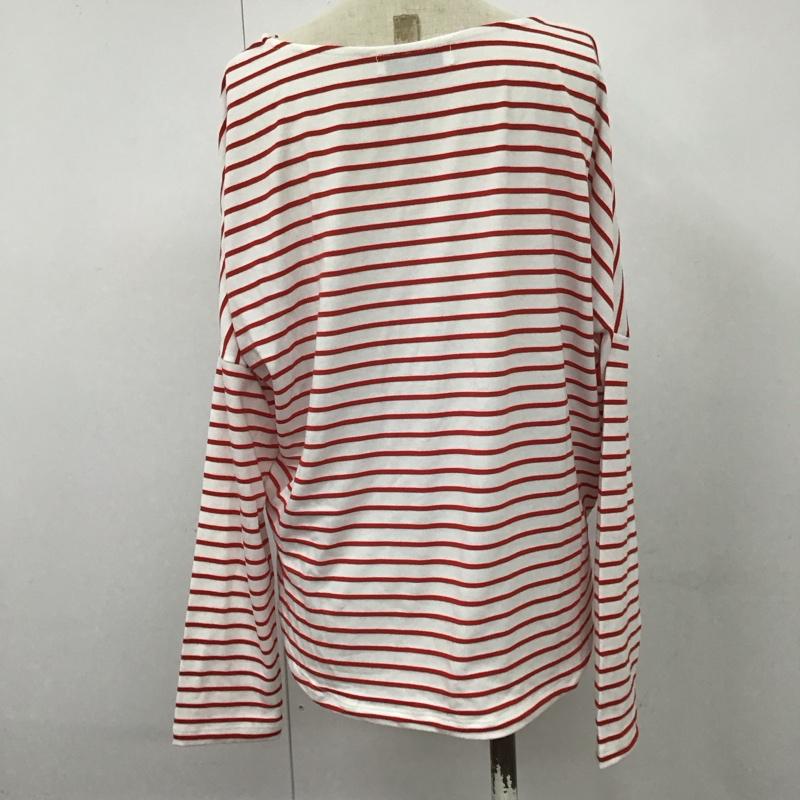 サニーレーベルアーバンリサーチ Sonny Label URBAN RESEARCH Tシャツ 長袖 LA76-21J005 先染めボーダードルマンプルオーバー FREE ボーダー柄 白 / ホワイト / X 赤 / レッド / レディース USED 古着 中古 10106648