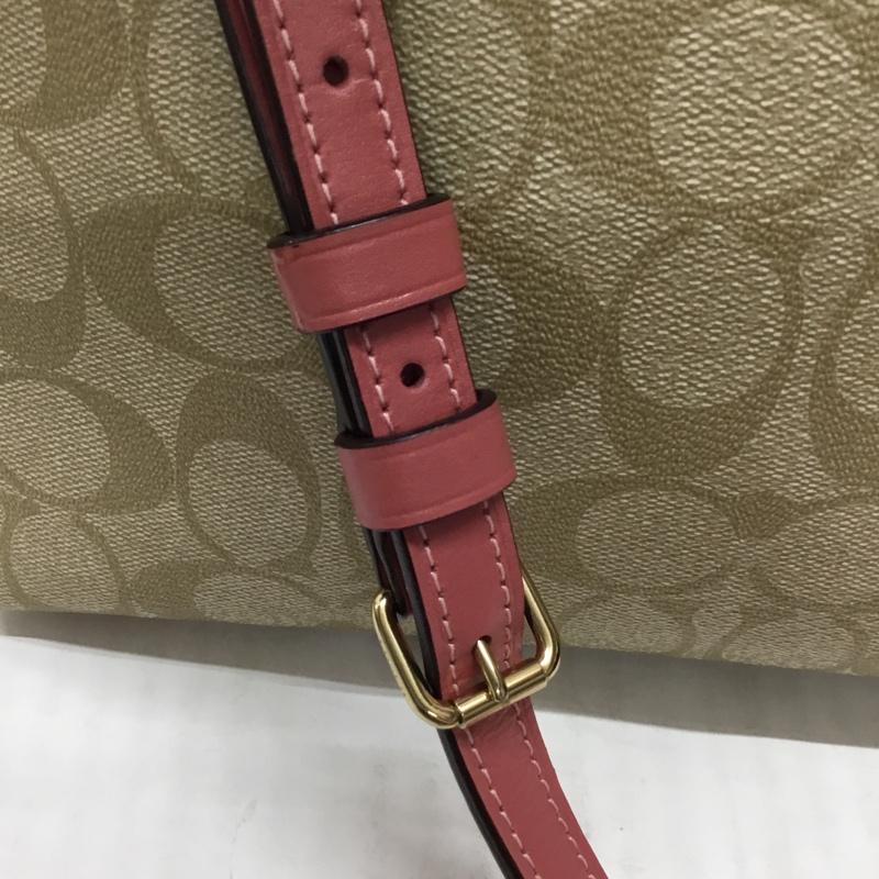 コーチ COACH ショルダーバッグ ショルダーバッグ F29210 シグネチャー ロゴ、文字 ベージュ / ベージュ / X 桃 / ピンク / レディース USED 古着 中古 10115577