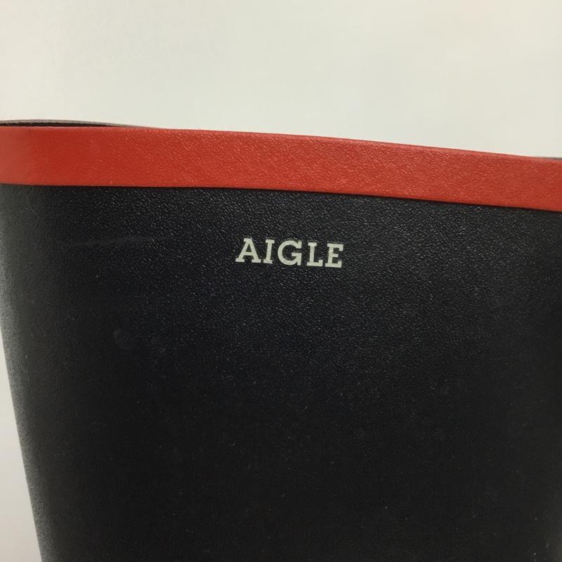 エーグル AIGLE 長靴、レインシューズ 長靴、レインシューズ ZZF8408 ミスジュリエットA ラバーブーツ 39 ロゴ、文字 黒 / ブラック / レディース USED 古着 中古 10135775