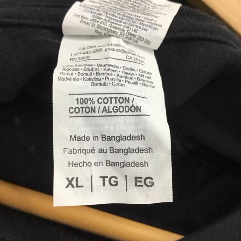 ギルダン GILDAN Tシャツ 半袖 半袖カットソー プリントTシャツ クルーネックカットソー XL プリント 黒 / ブラック / メンズ USED 古着 中古 10134656