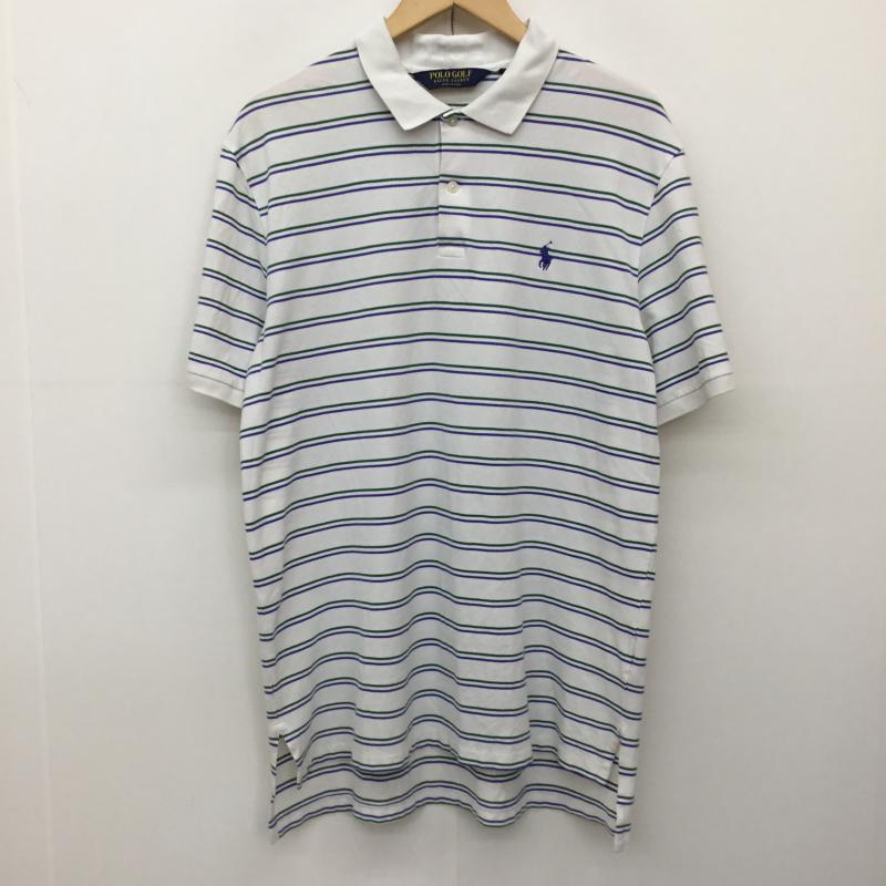 ポロゴルフラルフローレン POLOGOLF ポロシャツ 半袖 M ボーダー柄 白 / ホワイト / メンズ USED 古着 中古 10133531