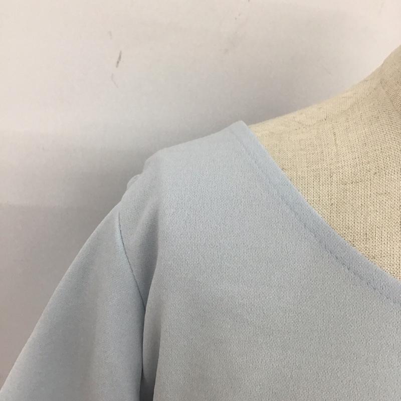 セシルマクビー CECIL McBEE カットソー 半袖 半袖カットソー 無地Tシャツ クルーネックカットソー パフスリーブ M 無地 水色 / ライトブルー / レディース USED 古着 中古 10113795