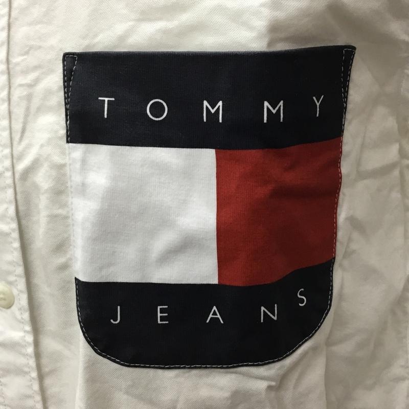 トミーヒルフィガー TOMMY HILFIGER シャツ、ブラウス 長袖 長袖シャツ カラーシャツ ポケットシャツ 長袖カットソー L ロゴ、文字 白 / ホワイト /  メンズ USED 古着 中古 10112450