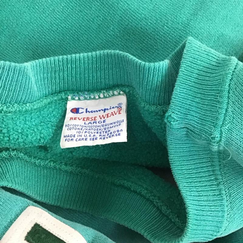 チャンピオン Champion トレーナー 長袖 長袖スウェット 長袖トレーナー リブカットソー 長袖カットソー プリントトレーナー L ロゴ、文字 青 / ブルー / メンズ USED 古着 中古 10106320