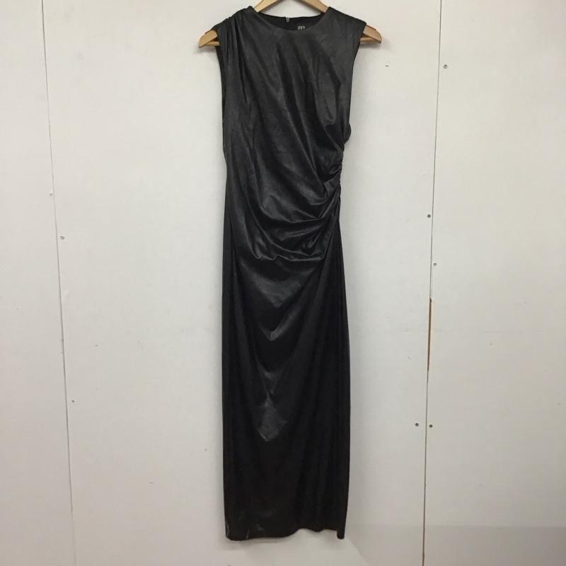 ザラ ZARA ワンピース ロングスカート ノースリーブタイトワンピース フェイクレザーワンピース S 無地 黒 / ブラック / レディース USED 古着 中古 10137573