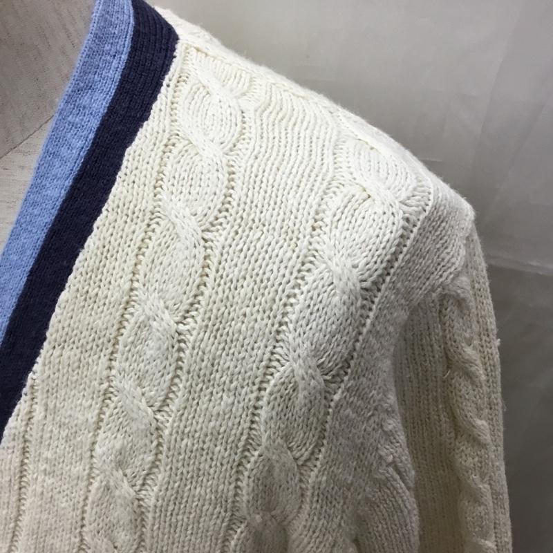 ブルックスブラザーズ BROOKS BROTHERS カーディガン 長袖 Vネック コットン リネン 綿麻 M 白 / ホワイト / X 紺 / ネイビー / X 水色 / ライトブルー / メンズ USED 古着 中古 10112876