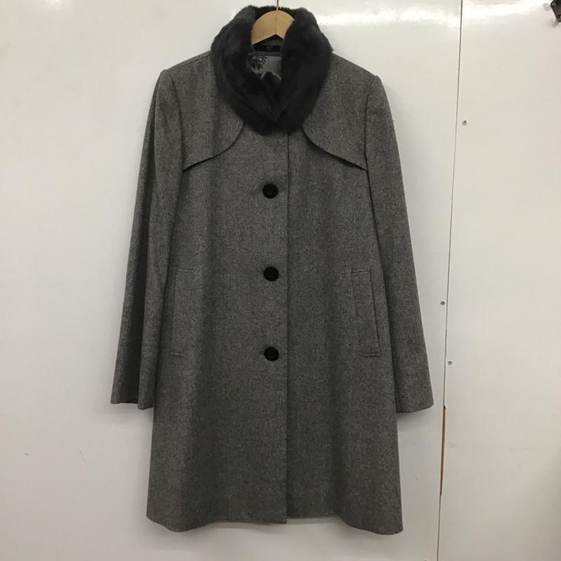 ダックス DAKS コート コート一般 ファー付き ロング丈 42 無地 灰 / グレー / レディース USED 古着 中古 10133755