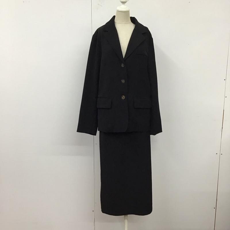 エミプラス emi+ スーツ ひざ丈スカート FREE 無地 黒 / ブラック / レディース USED 古着 中古 10121198