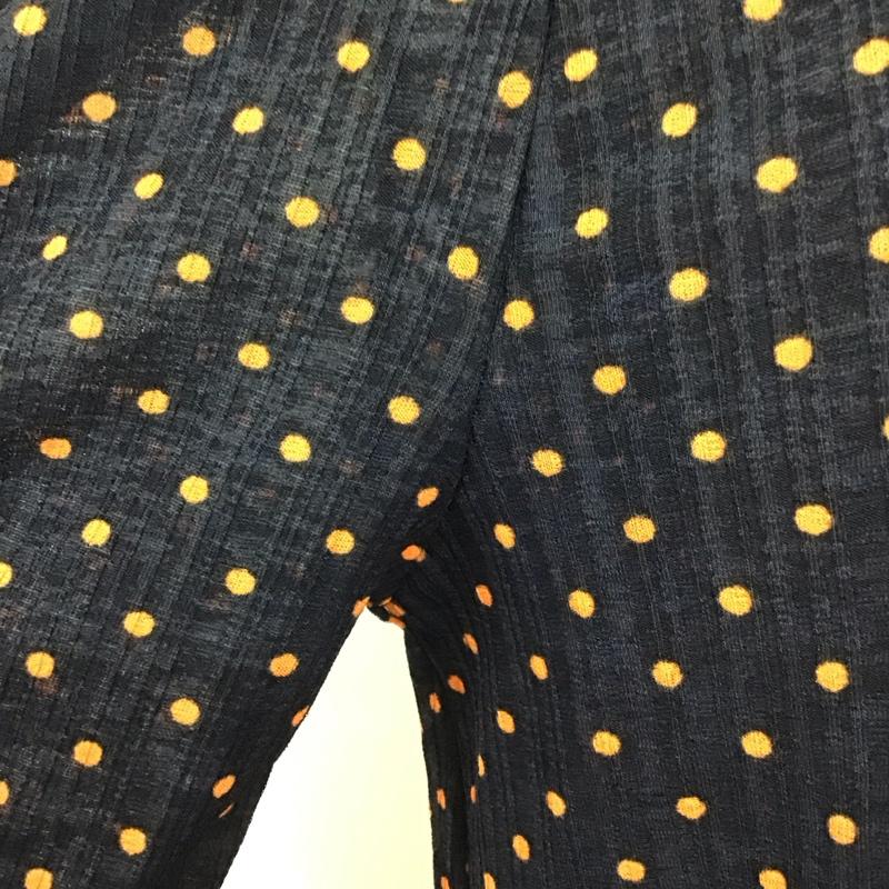 ザラ ZARA カットソー 半袖 1131 151 401 シアー スタンドカラー M ドット 紺 / ネイビー / X 橙 / オレンジ /  レディース USED 古着 中古 10112949