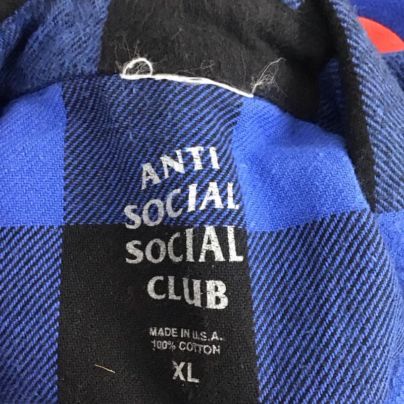 アンチソーシャルソーシャルクラブ ANTI SOCIAL SOCIAL CLUB シャツ、ブラウス 長袖 長袖シャツ カラーシャツ ポケットシャツ 長袖カットソー チェックシャツ XL チェック 黒 / ブラック / X 青 / ブルー /  メンズ USED 古着 中古 10110939